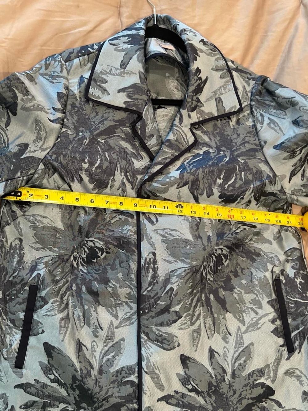 Chico's Slate Blue Floral Jacquard Jacket - Picture 4 of 6